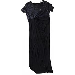 Enfocus Women Black Sequin Top Evening Vintage Dress 14W